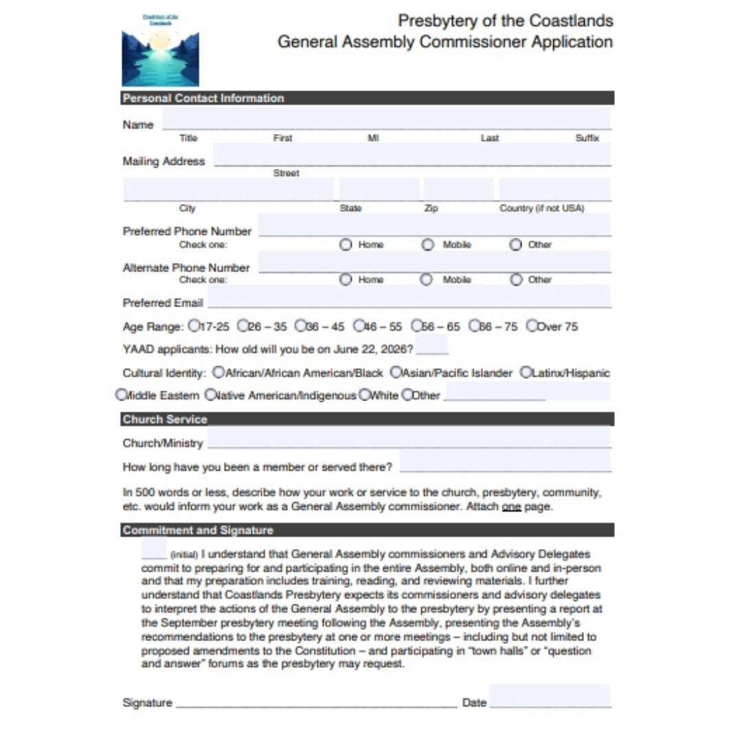 General Assembly Commission Application GA227 (202